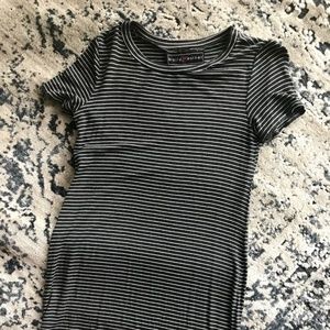 Dark Grey and White Striped T-Shirt Dress